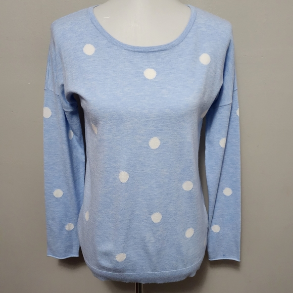 Project J ChambrayPolka Dot Sweater Size Small - Picture 3 of 8
